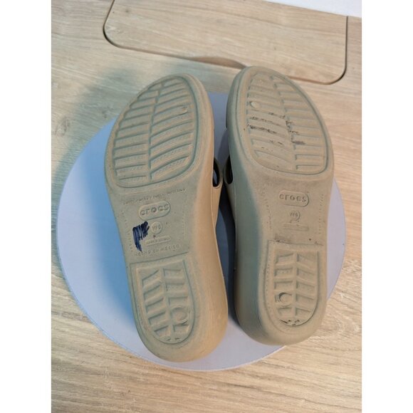 Crocs Sandals Womens 6 Patricia Slip On Slides Beige Open Toe Casual Wedge - Picture 8 of 9